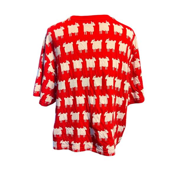 Warm & Wonderful Princess Diana Inspired Sheep Shirt. Red/White Size Large - Picture 2 of 7
